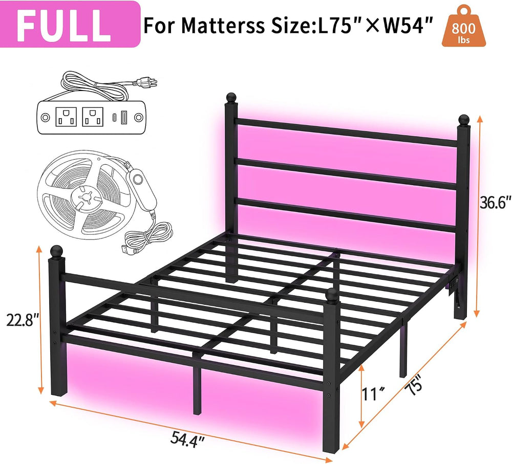 CLIBFENG Full Size Bed Frame with Headboard and Footboard,Steel Slats Support...