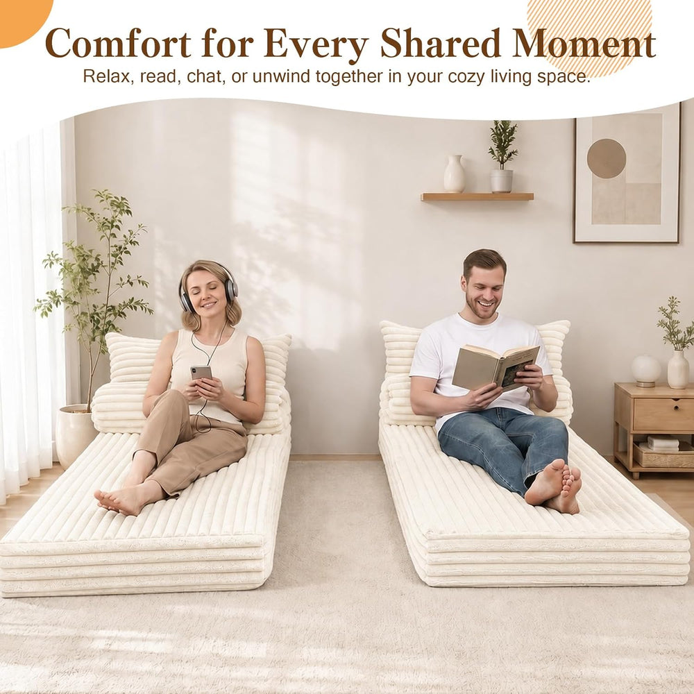 MeMoreCool Convertible Sofa Bed, Folding Floor Couch with Pillows, Corduroy