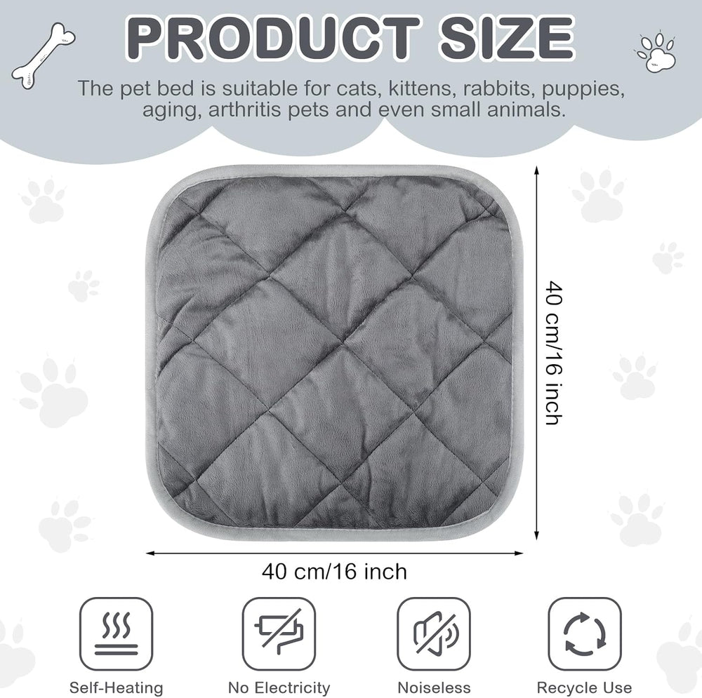 8 Pack Self Heating Cat Mat, Gray, 16 x 16 Inch