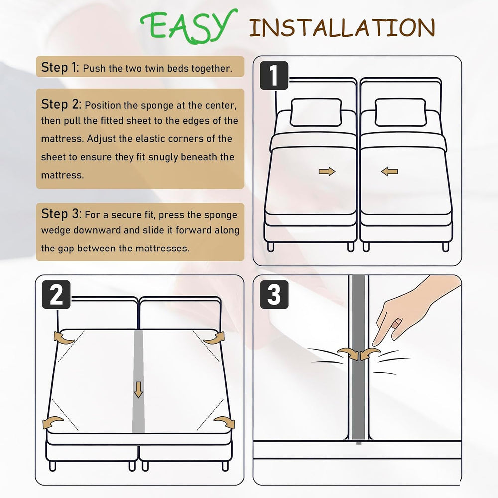 Bed Bridge Twin to King Converter Kit, Gap Filler for Two Twin Beds, White