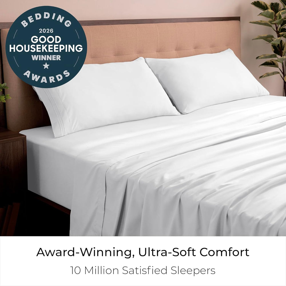 Mellanni Iconic 5-Piece Bed Sheet Set, 16" Deep Pocket (Split King, White)
