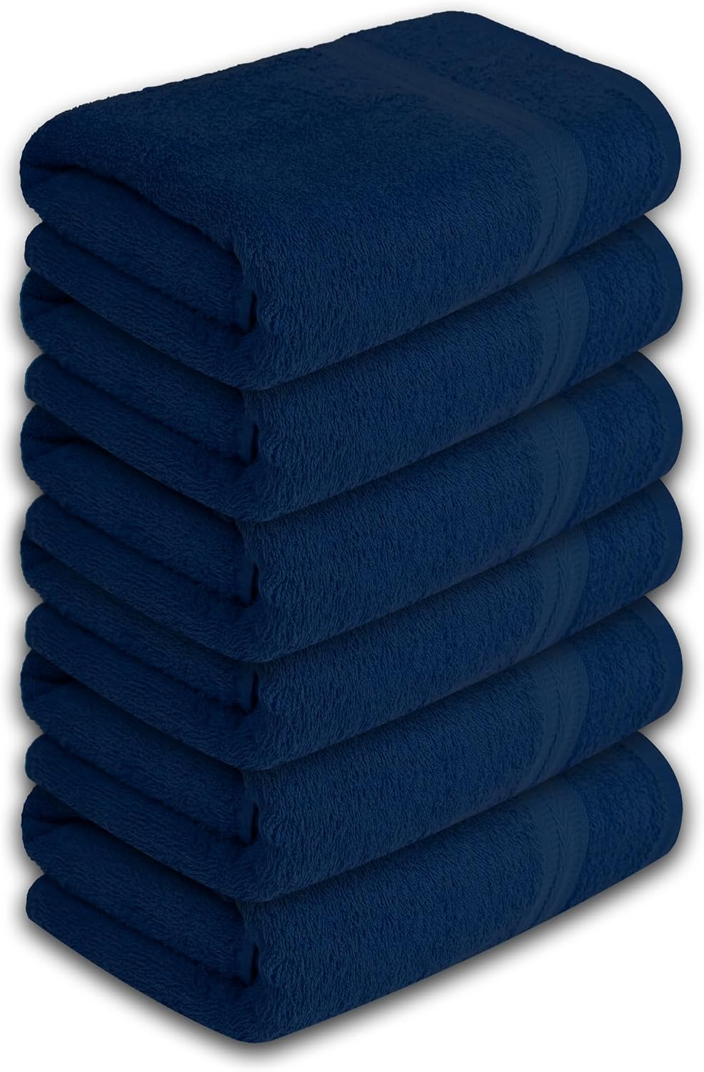 Bath Towels Pack of 6 – 24" x 48" – 100% Cotton Terry, Soft, Quick-...