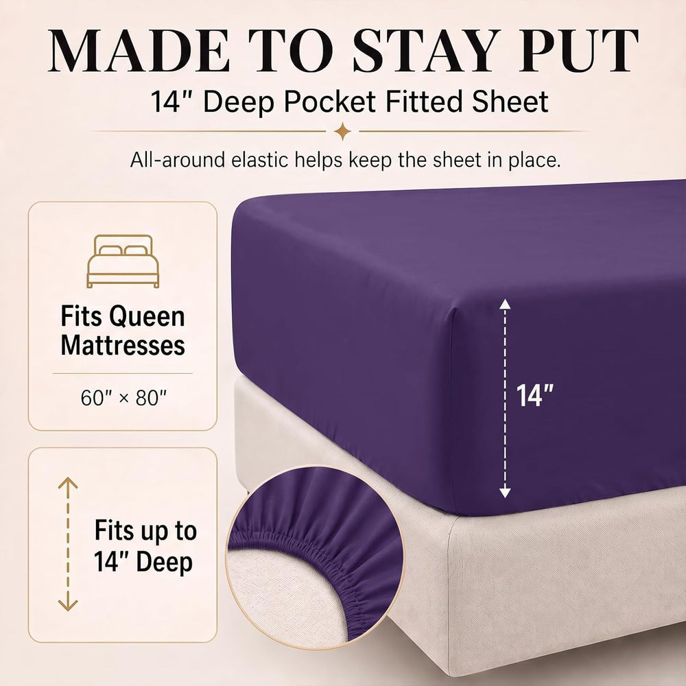 CozyLux Queen Comforter Set Purple, 7 Pieces Bed in a Bag