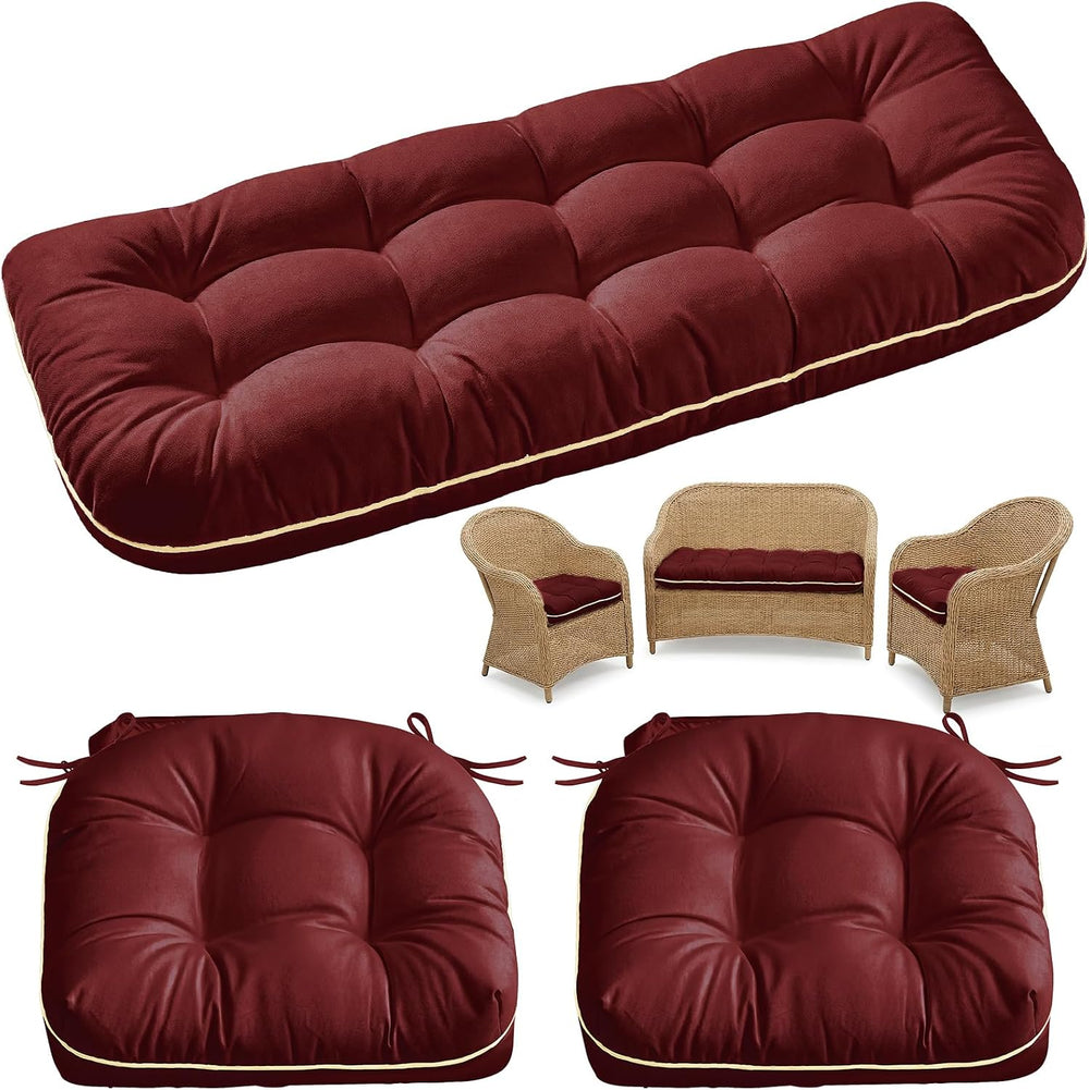 1 MIDDLE ONE Wicker Chair Cushions 3 Pieces Set for Outdoor Furniture, Replac...