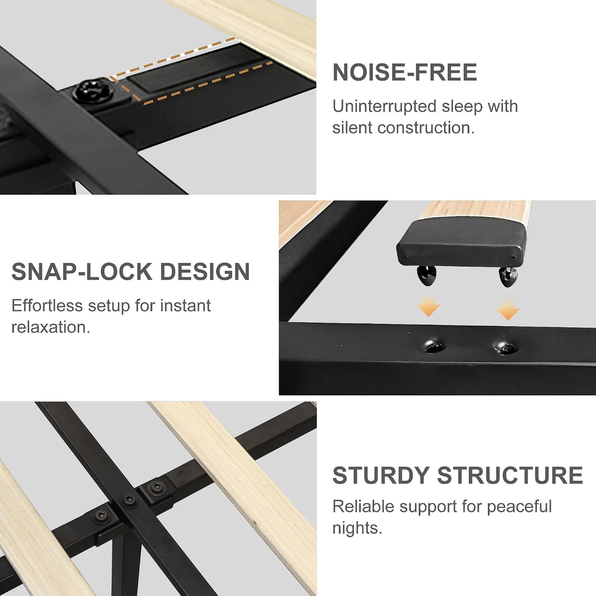 torana queen led bed frame with 2 storage, front angle view