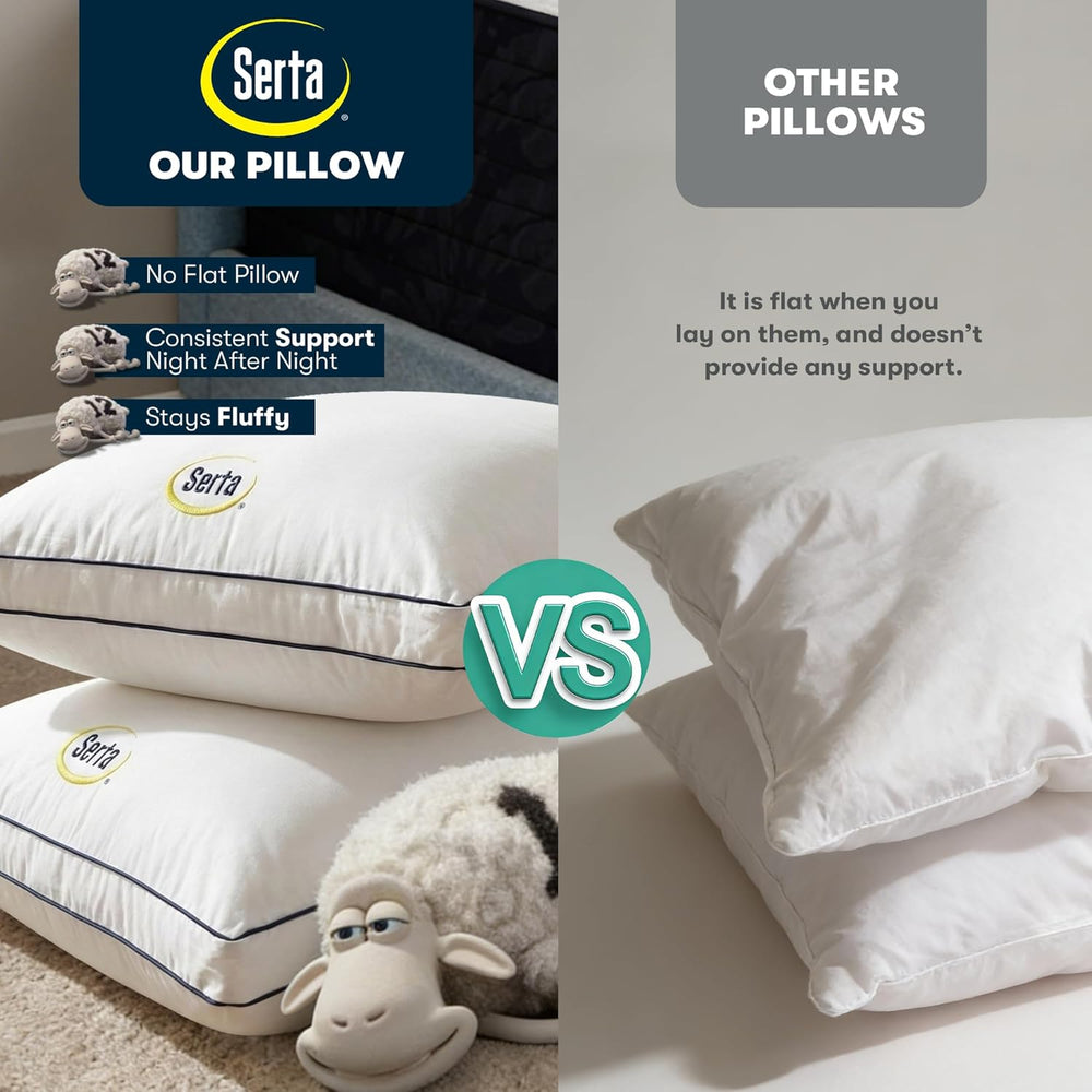 Serta Hotel Bed Pillows Queen/Standard Size Set of 2 Medium Firm Support