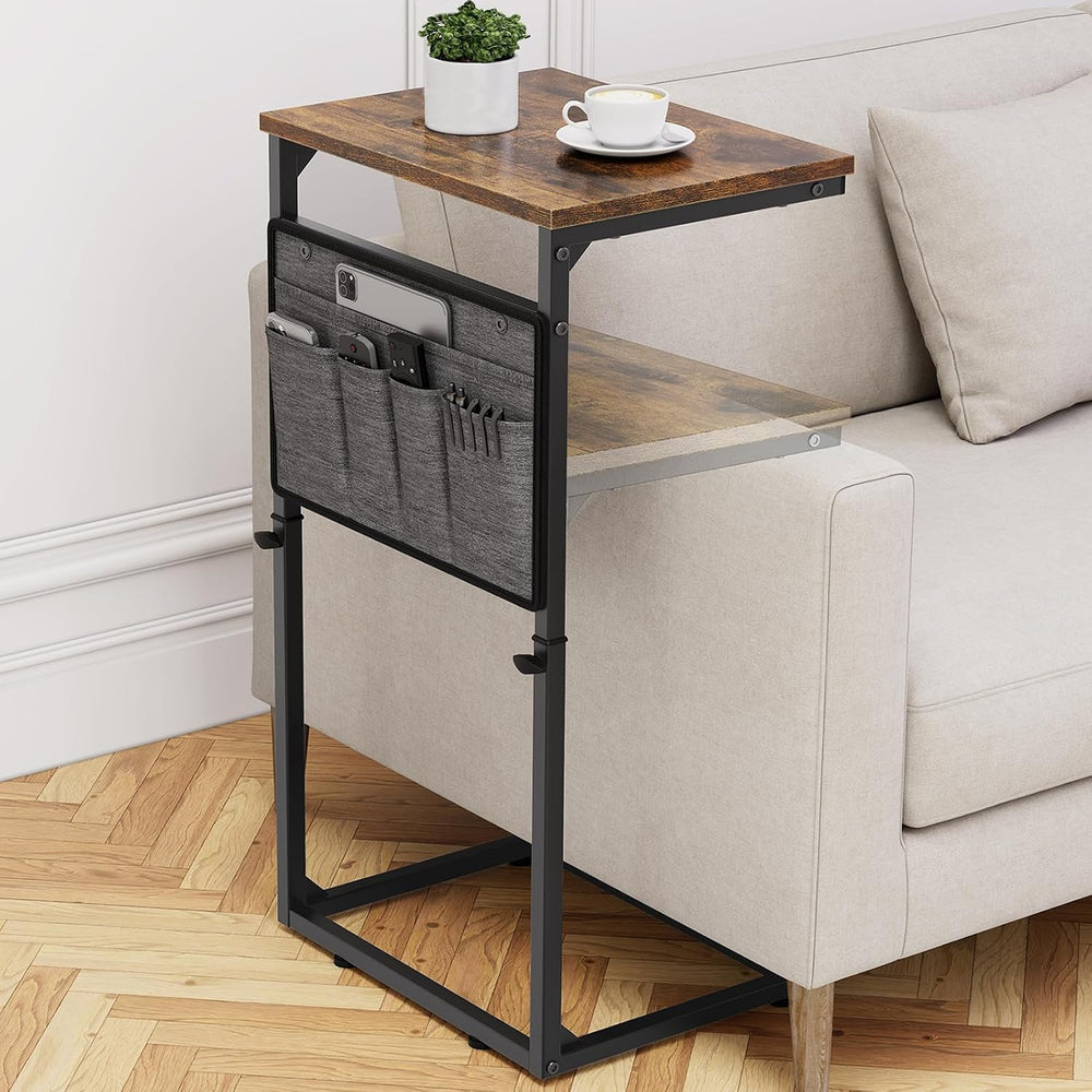 Vagusicc C Shaped End Table, Small Side Table for Couch, Adjustable Height So...