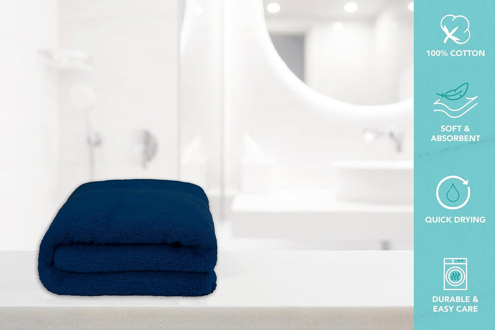 Bath Towels Pack of 6 – 24" x 48" – 100% Cotton Terry, Soft, Quick-...