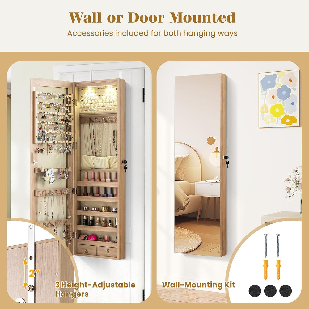 GIANTEX Wall or Door Mounted Jewelry Armoire with Full Length Mirror, 47.5"
