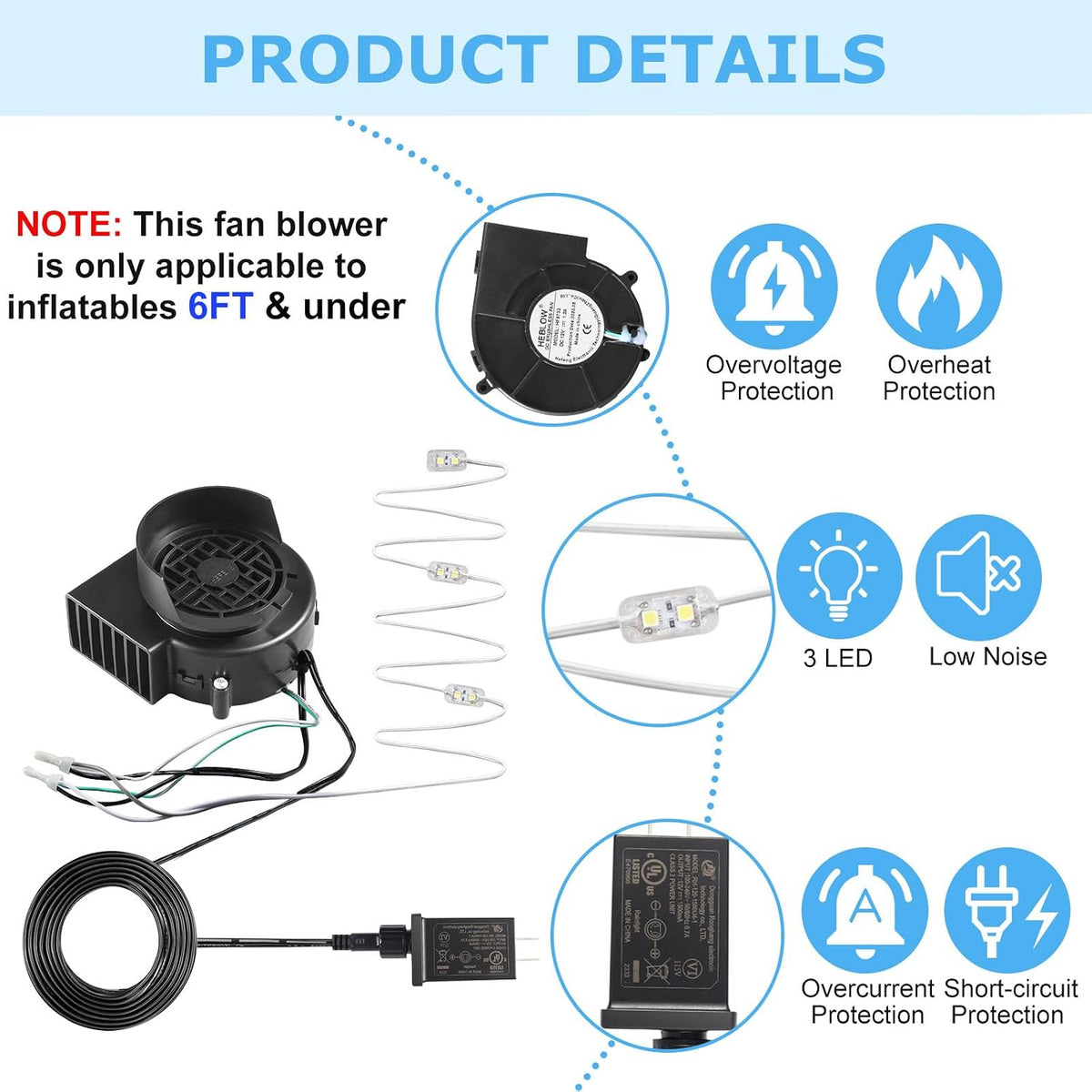 4Pcs 12V 1.2A Inflatable Fan Replacement for Christmas Halloween Inflatable