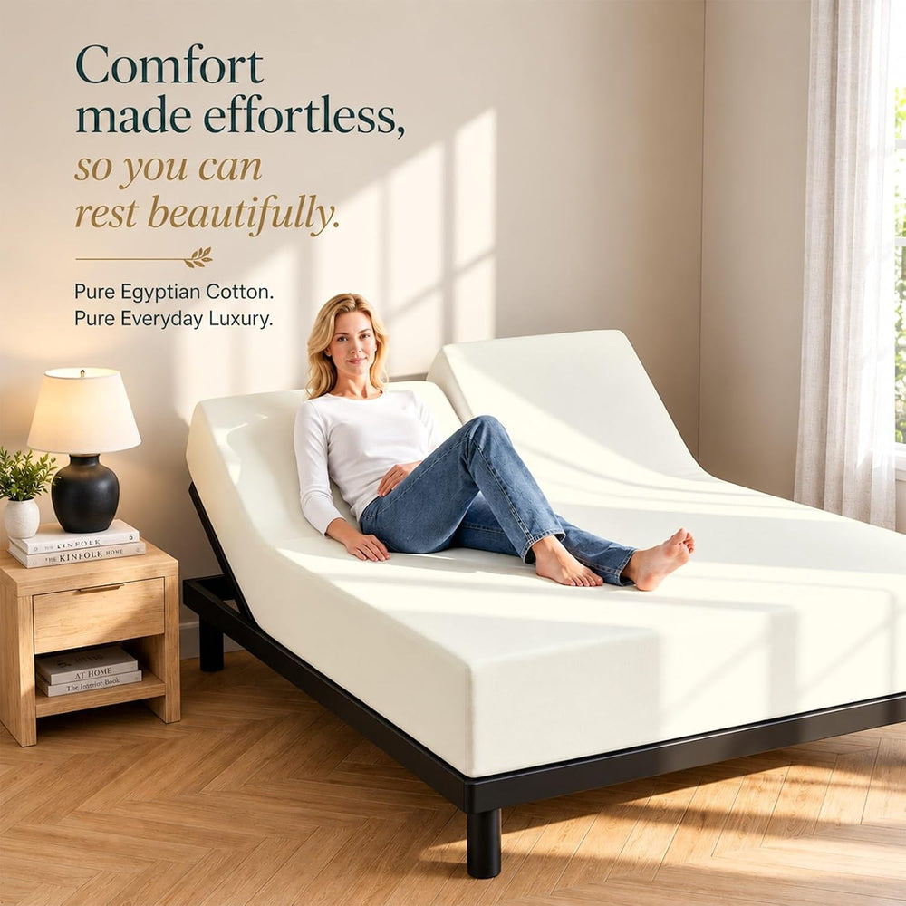 1 Piece Top Split King Fitted Sheet for Adjustable beds, 34" Split, Ivory