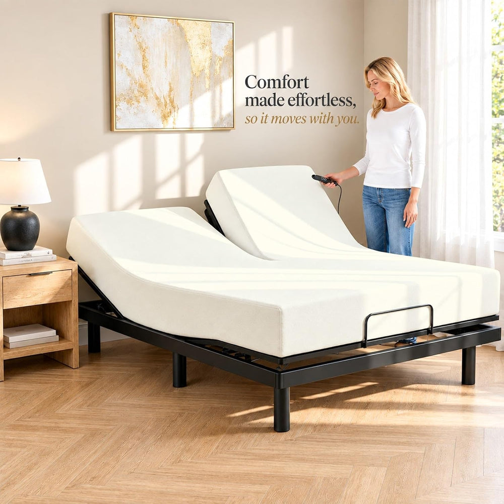 1 Piece Top Split King Fitted Sheet for Adjustable beds, 34" Split, Ivory