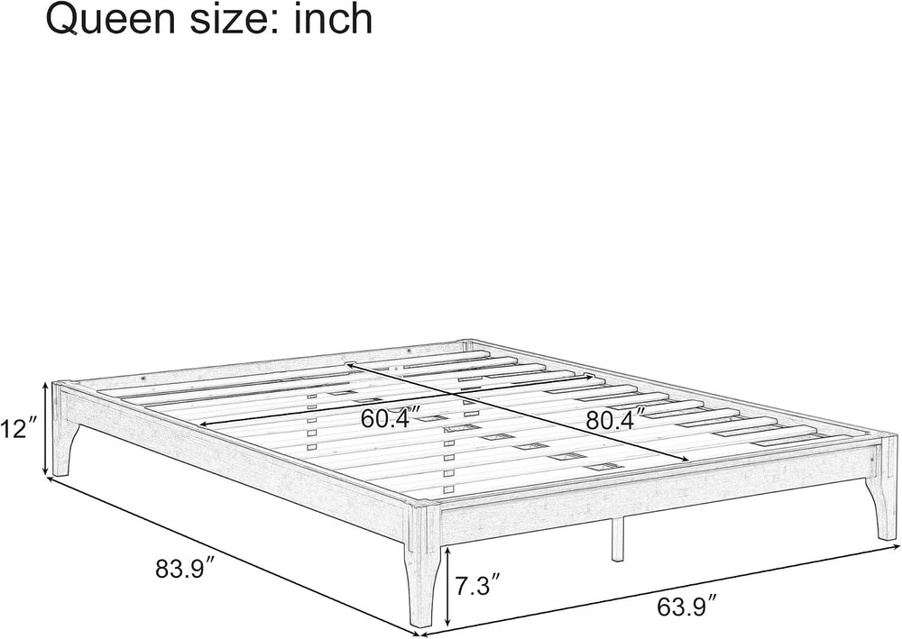 Merax Mid-Century Solid Bamboo Wood Queen Bed Frame,Chocolate