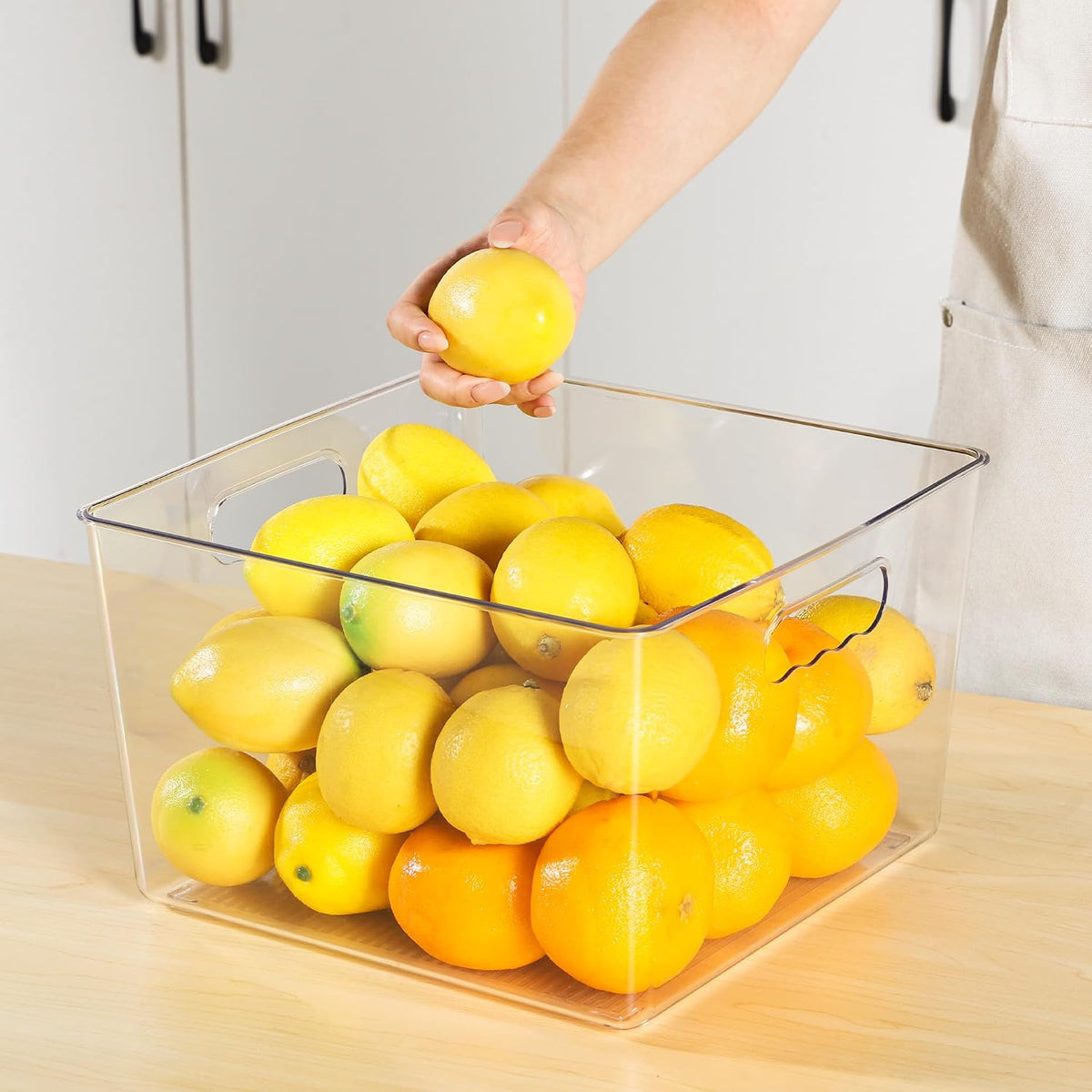 vtopmart 4 pack extra large clear storage bins, front angle view