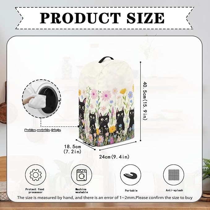 Flowers Black Cats Blender Cover Dust Cover Appliance Dust Cover - Image 5