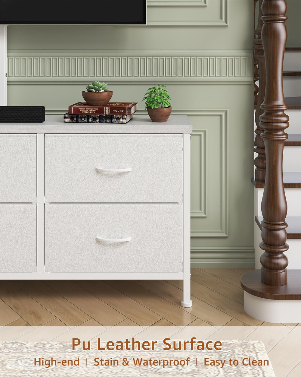 TV Stand with Mount, Fabric Dresser with 6 Drawers for 32/45/55/60/65/75 inch...