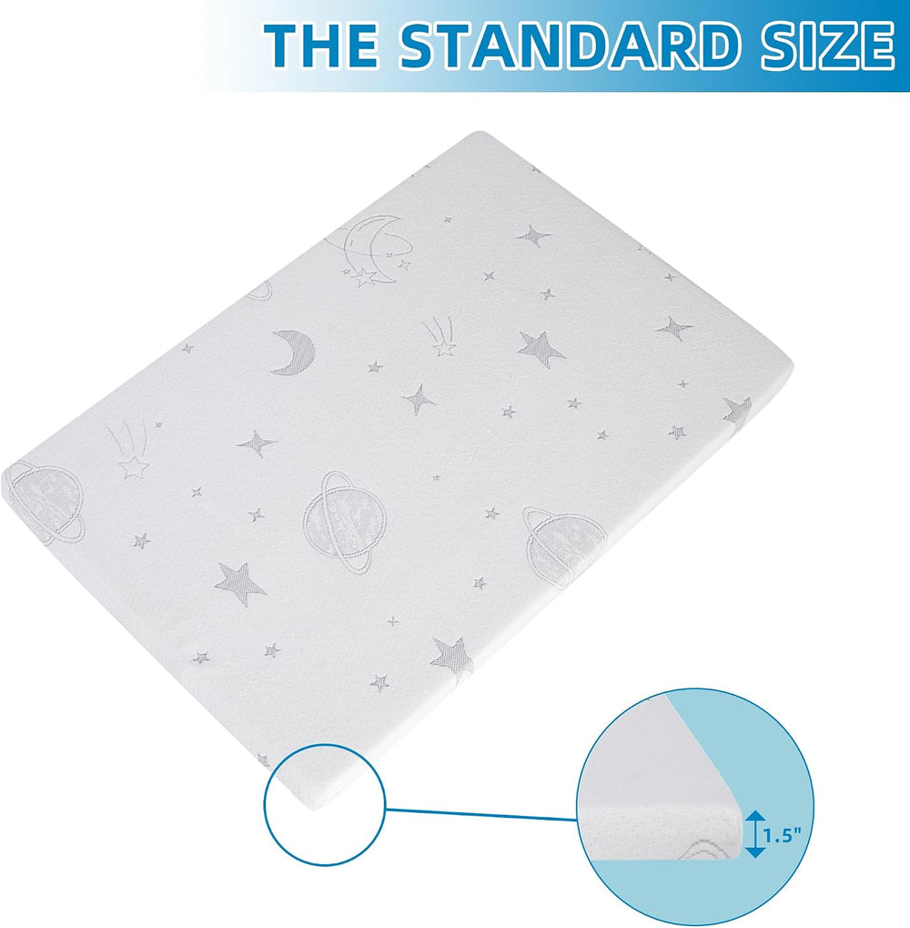 Pack and Play Mattress Pad 38"x26"x1.5", Breathable Hypoallerg...
