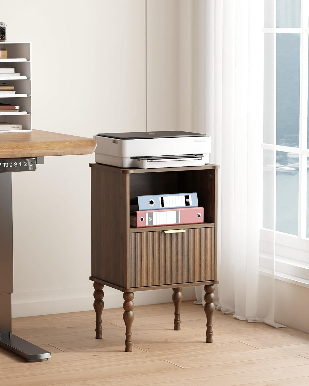 Veegle Small Wooden Nightstand with Drawer