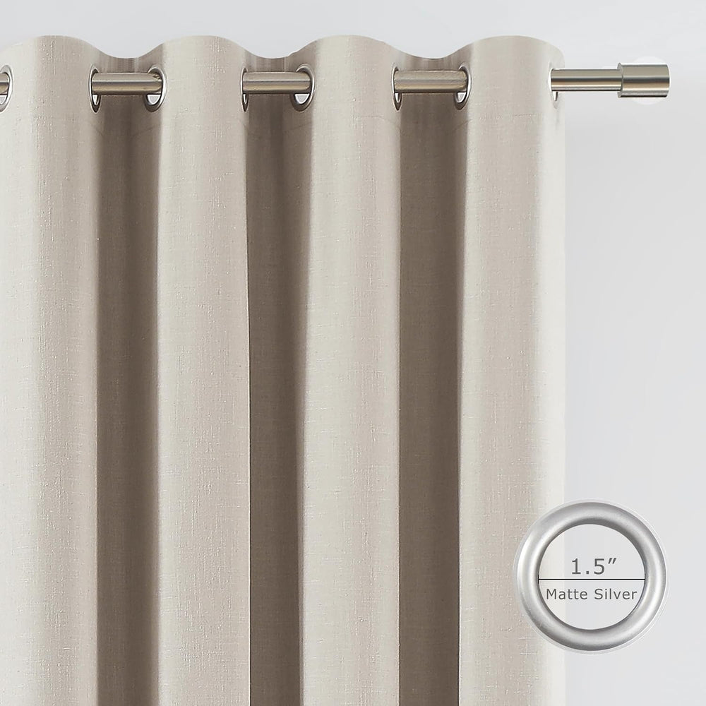 Vision Home Sand Full Blackout Window Curtains Grommet Linen Total Room Darke...