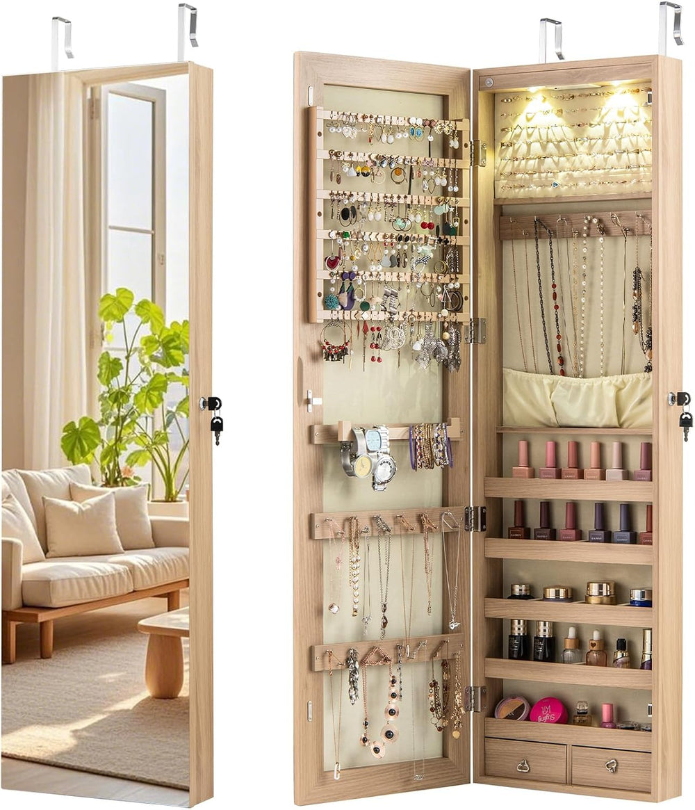 GIANTEX Wall or Door Mounted Jewelry Armoire with Full Length Mirror, 47.5"