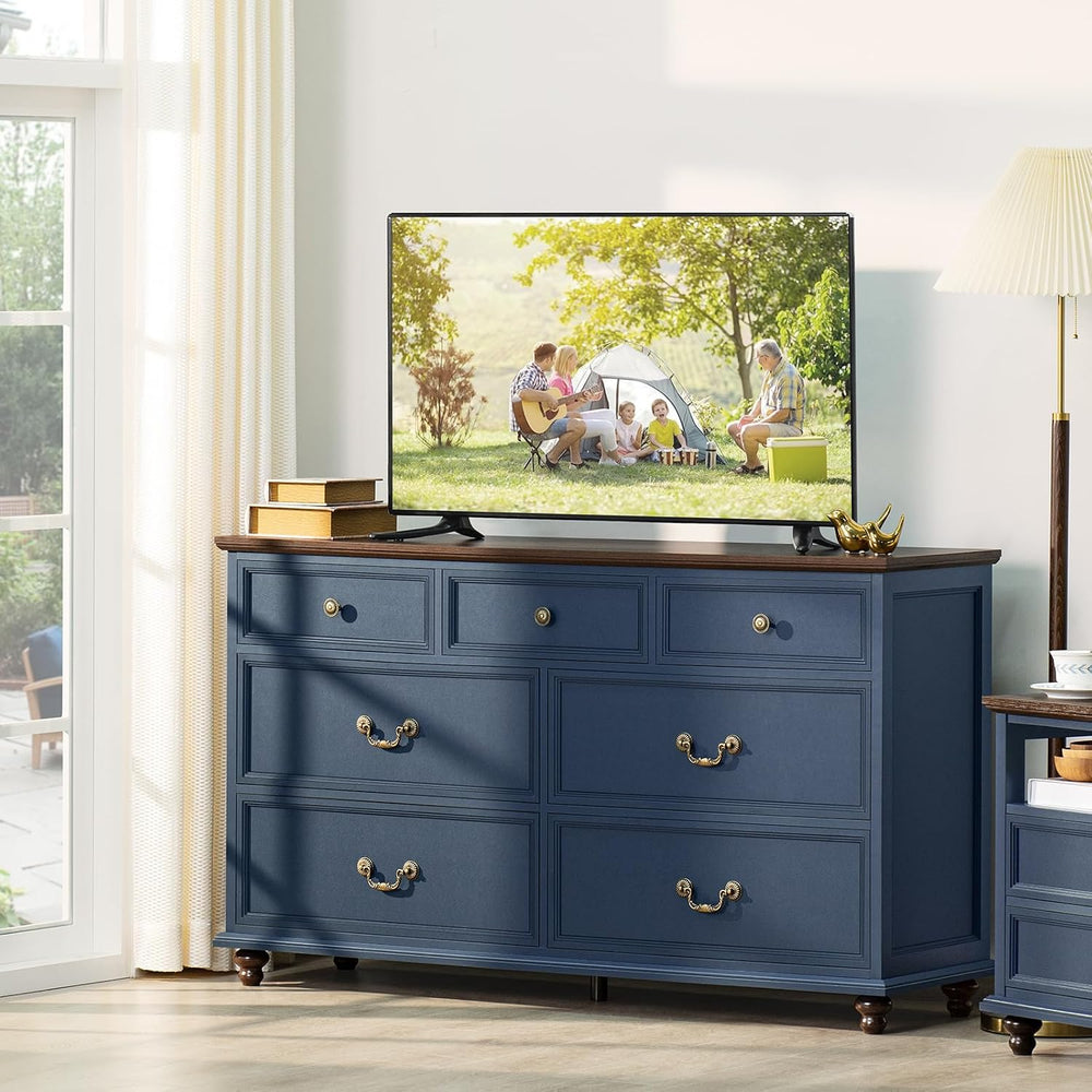 Joaxswe Farmhouse 54" 7 Drawers Dresser for Bedroom, Wide Chest of Drawe...