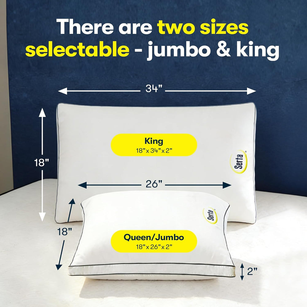Serta Hotel Bed Pillows Queen/Standard Size Set of 2 Medium Firm Support