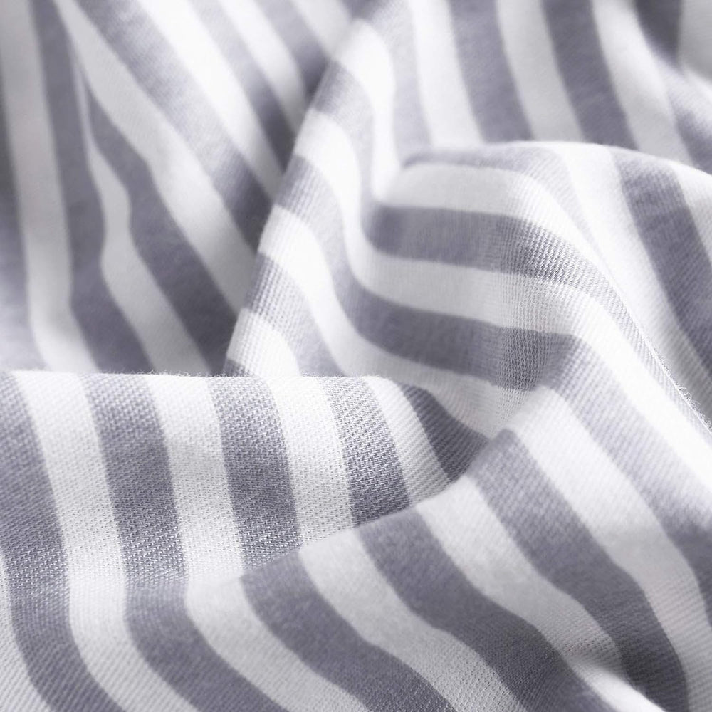 Wake In Cloud - Striped Cotton Duvet Cover Set, Ticking Stripe Pinstripe Farm...