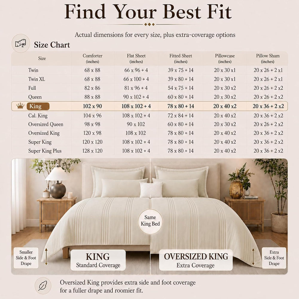 CozyLux King Size Comforter Set Beige - 7 Pieces Bed in a Bag
