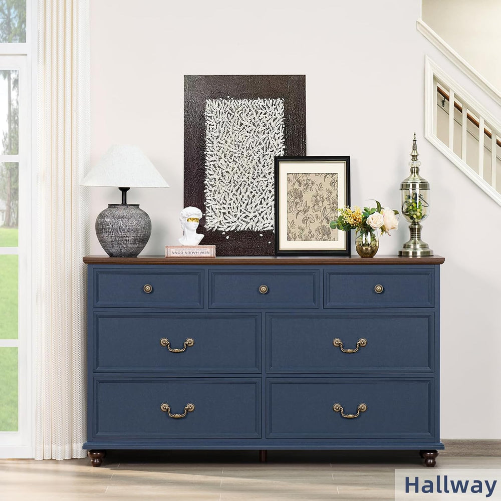 Joaxswe Farmhouse 54" 7 Drawers Dresser for Bedroom, Wide Chest of Drawe...