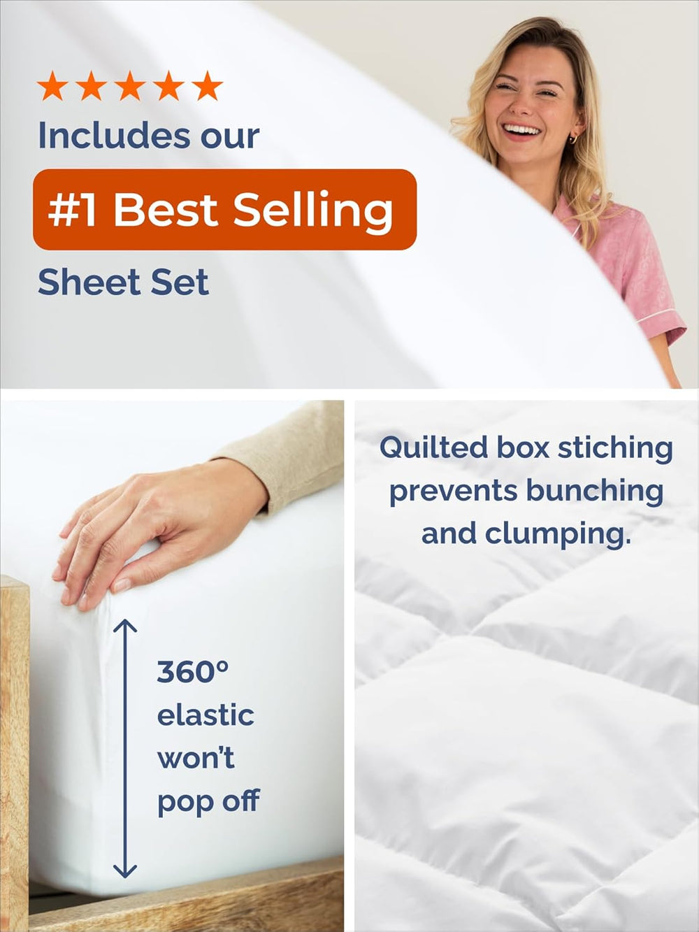 Full Comforter Set - White Bedding for All Seasons - Soft 3 Piece Bed Set