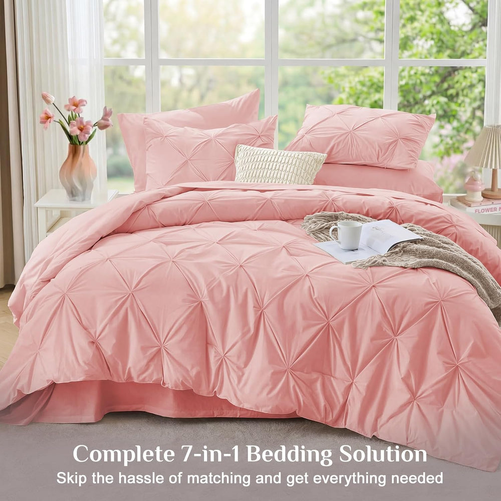 JOLLYVOGUE Queen Comforter Set 7 Pieces - Bed in a Bag Queen for All Season, ...