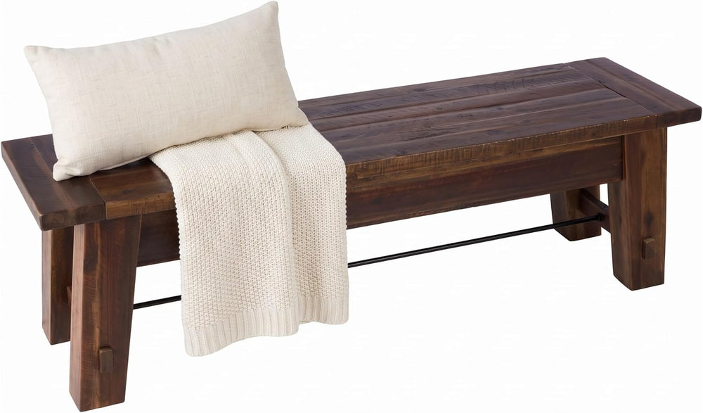 Alaterre Durango Rustic Industrial Solid Wood Entryway Bench, Natural, 60”