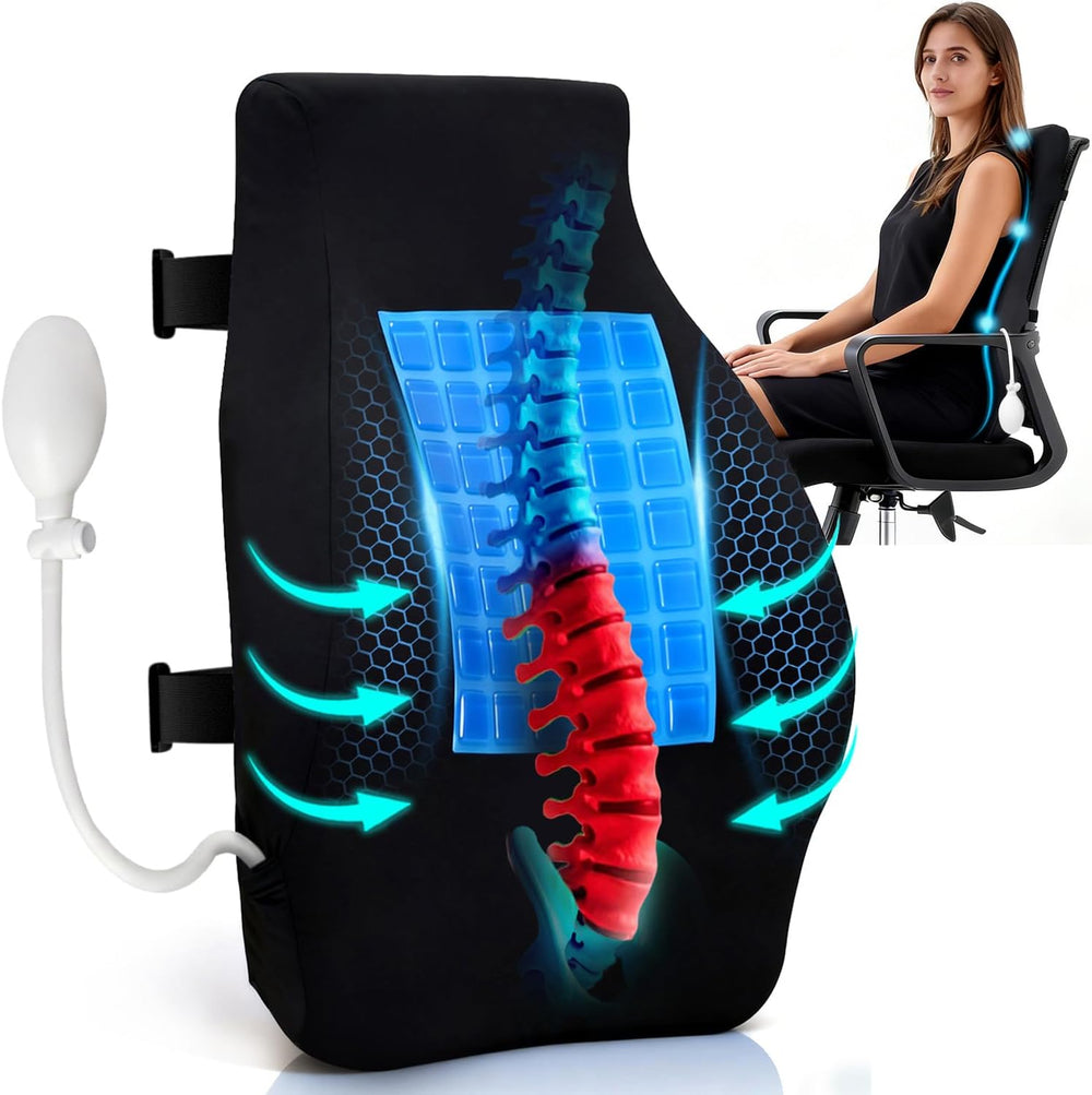 Adjustable Lumbar Support Pillow with Cooling Gel, Full Back Pain Relief
