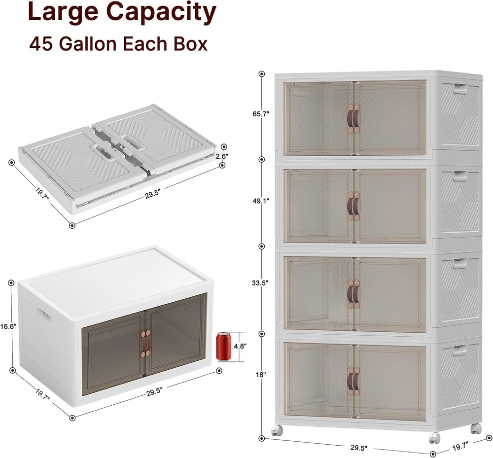 UAMFURI 720QT Stackable Storage Bins with Lid, Foldable Storage Cabinet