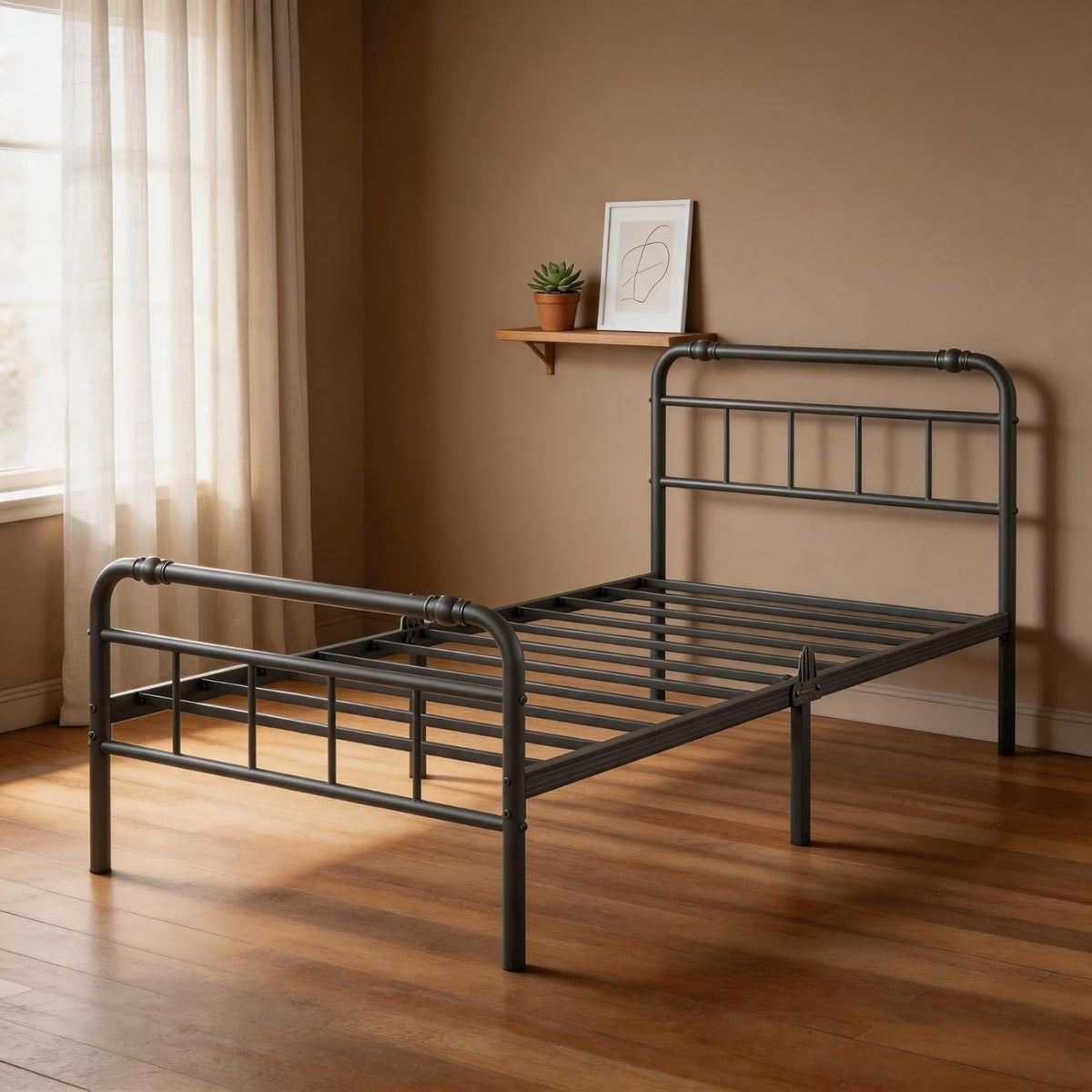 breezehome twin metal bed frame, 18 inch with, main product view