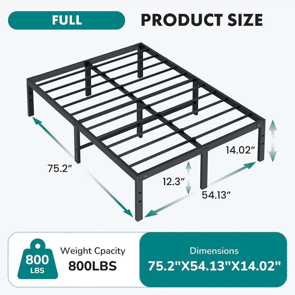 OLIXIS Full Size Metal Platform Bed Frame with Storage Space
