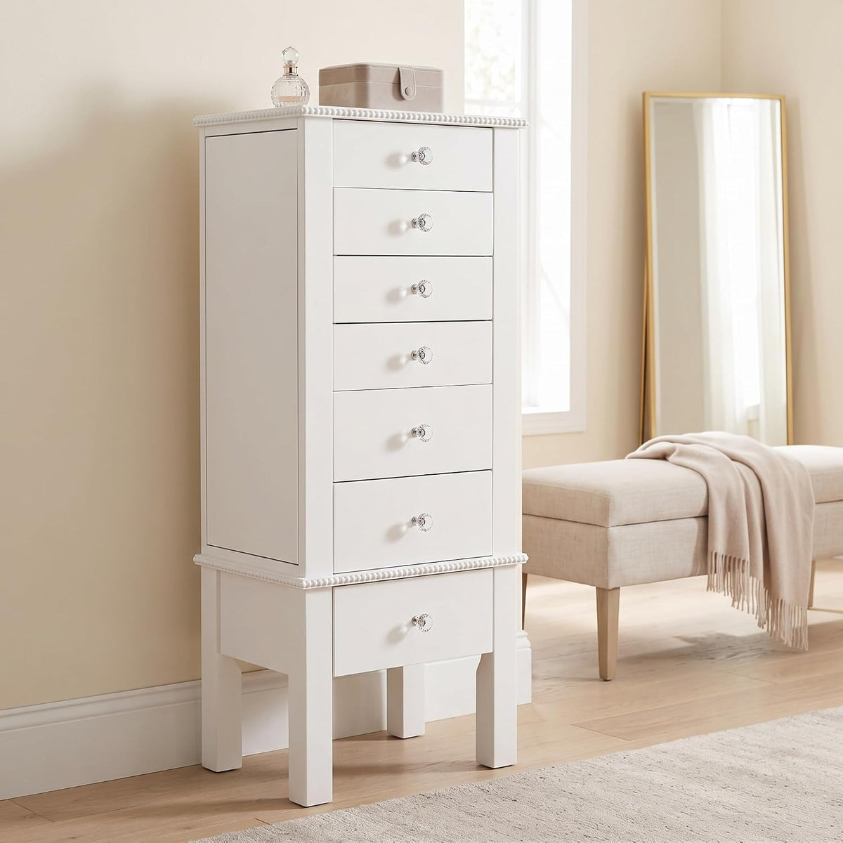 hives and honey kimberly jewelry armoire with mirror on a desk or shelf