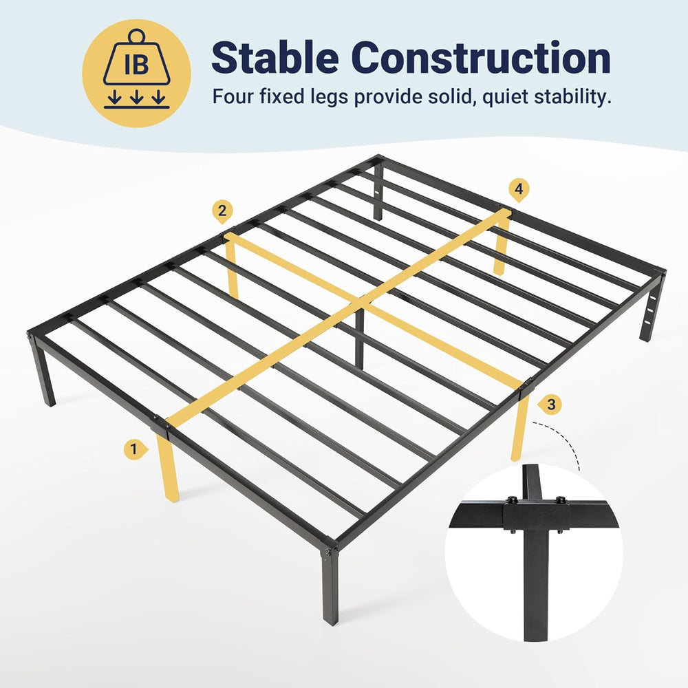 Allewie Full Size Bed Frame, 14 inch Metal Beds with Storage Space, Black