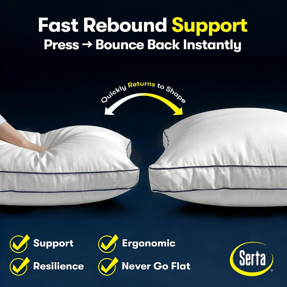 Serta Hotel Bed Pillows Queen/Standard Size Set of 2 Medium Firm Support