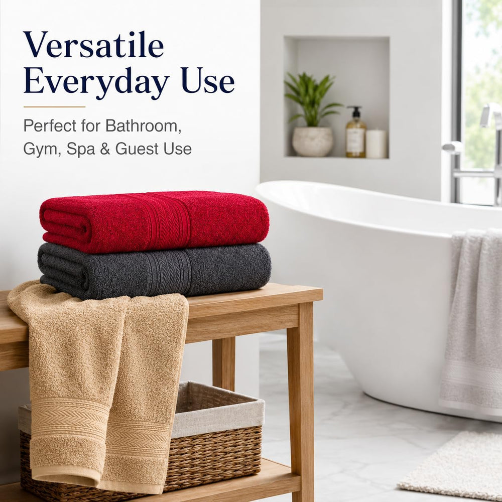 Pearl Linens Bath Towels Pack of 6, 27x55 Inches, 550 GSM 100% Ring Spun Cott...