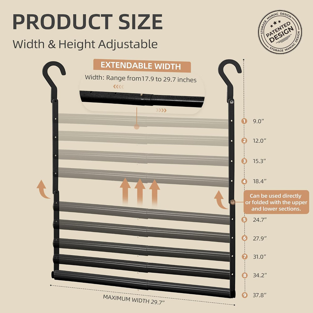 STORAGE MANIAC Adjustable Closet Rod for Hanging Clothes, 2 Pack Black