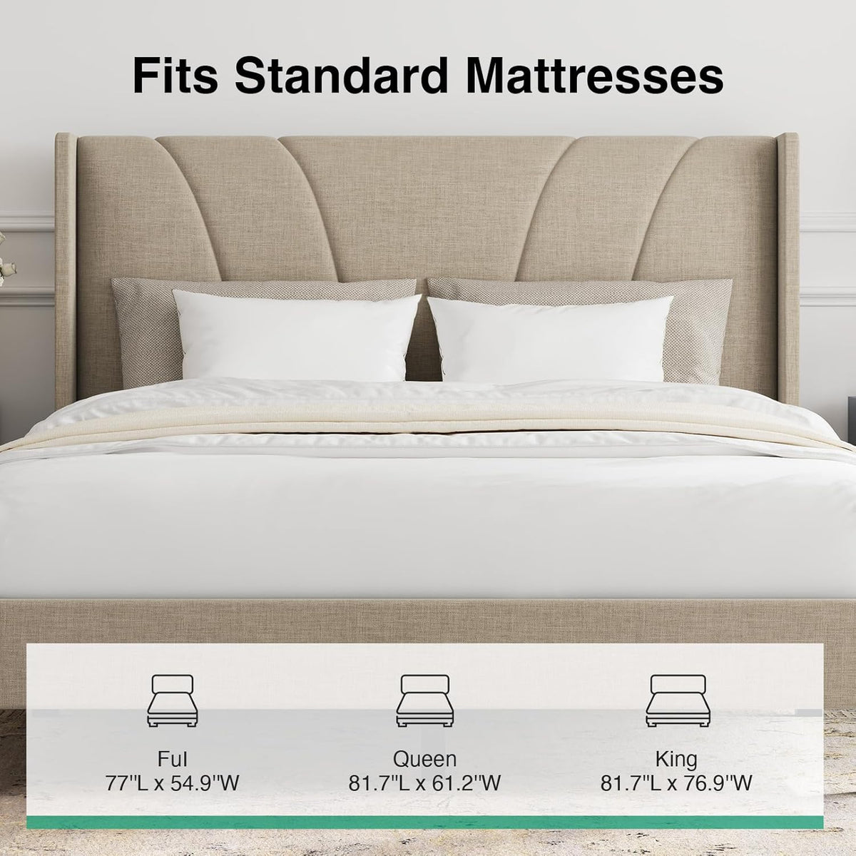 novilla queen size bed frame, queen bed frame, view 14