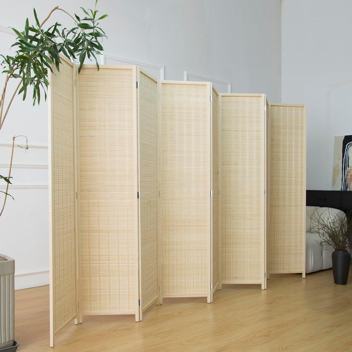 furnnylane 8 panel bamboo room divider - 5.6 showing dimensions