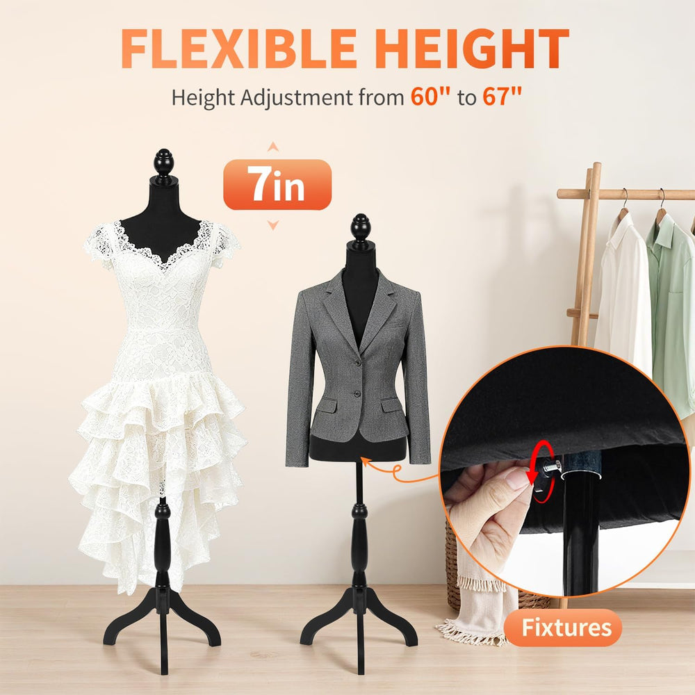 FDW | Female Mannequin Torso | Black | with 7" Height Adjustment