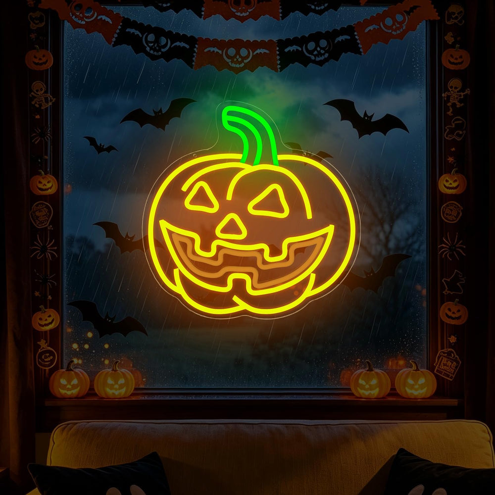 Flashing Jack-O'-Lantern Neon Sign Halloween Animated Pumpkin Led