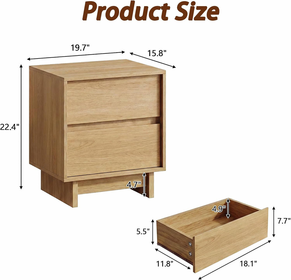 51in Oak 7 Drawer Dresser & 2 Nightstand Set, 3 Pcs Bedroom Furniture