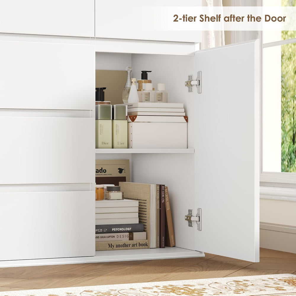 FOTOSOK White Dresser, Dresser for Bedroom, Wide Chest of Drawers