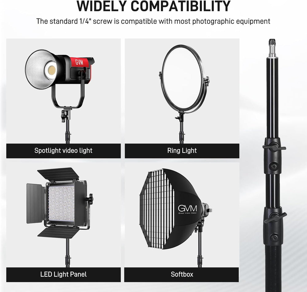 GVM Photography Light Stand 95"/240cm, Air-Cushion Aluminum Photo Video ...