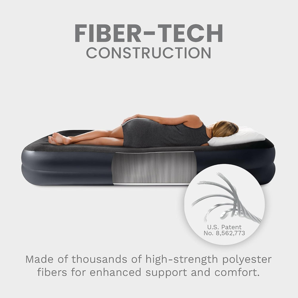 Intex 64123ED Dura-Beam Plus Pillow Rest Air Mattress: Fiber-Tech – Queen Siz...