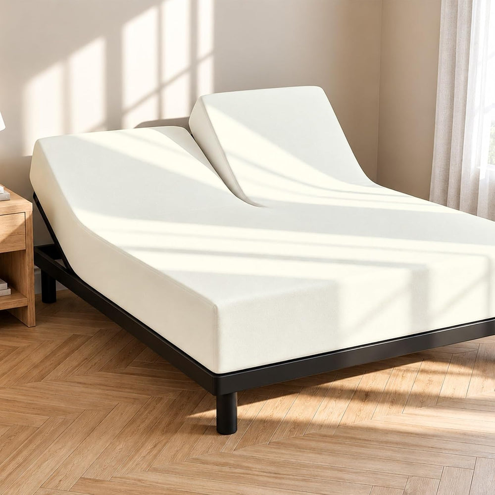 1 Piece Top Split King Fitted Sheet for Adjustable beds, 34" Split, Ivory